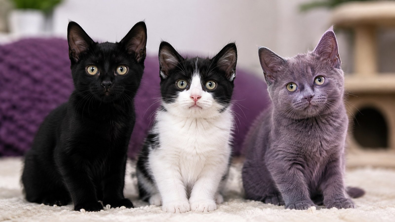 Good Names for Black, White, and Purple Cats